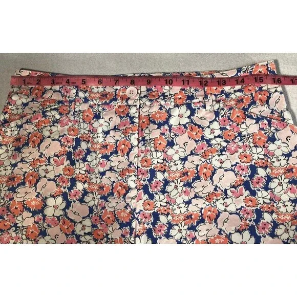 Talbots Floral Shorts Sz 8 Pink Blue White Flat Front Welt Back Pockets Summer - Picture 6 of 9